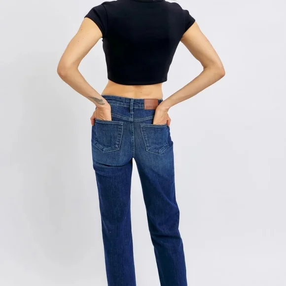 Judy Blue Dark Blue Straight Leg Jeans - Picture 5 of 10